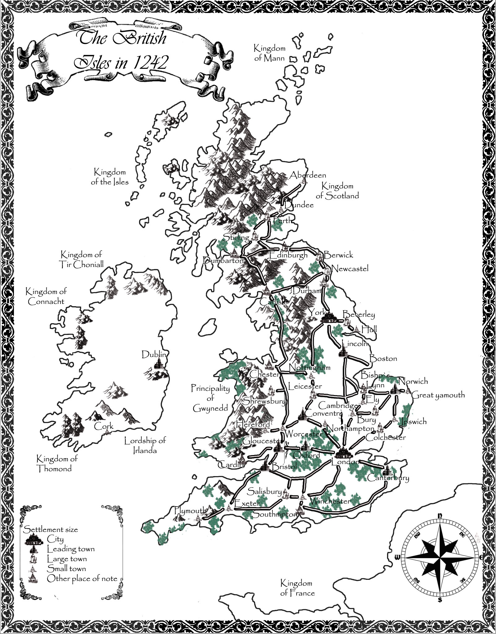 Mapa Islas Británicas 1242