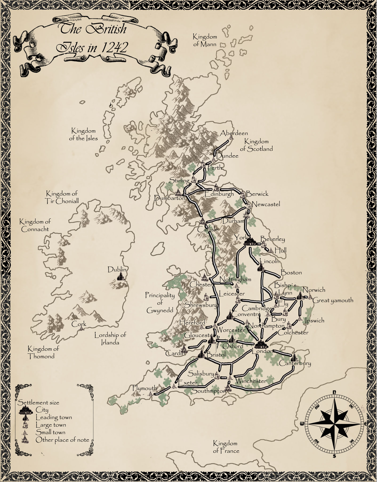 Mapa Islas Británicas 1242