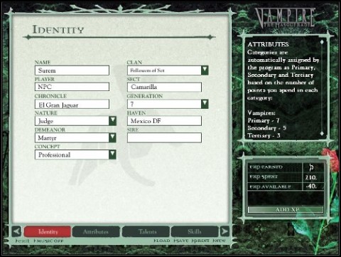 Vampire The Masquerade (Revised) CDROM and Character Generator